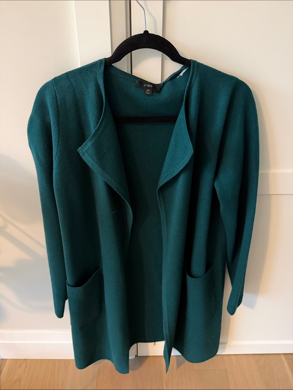 J. Crew Green Collarless Cardigan